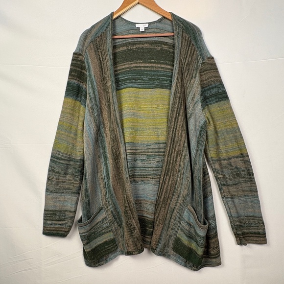 J. Jill Cotton Knit Cardigan Sweater Sz  XL Breathable Lagenlook Beach Natural - Picture 1 of 12